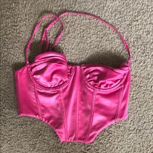 Pink Satin Bustier Top